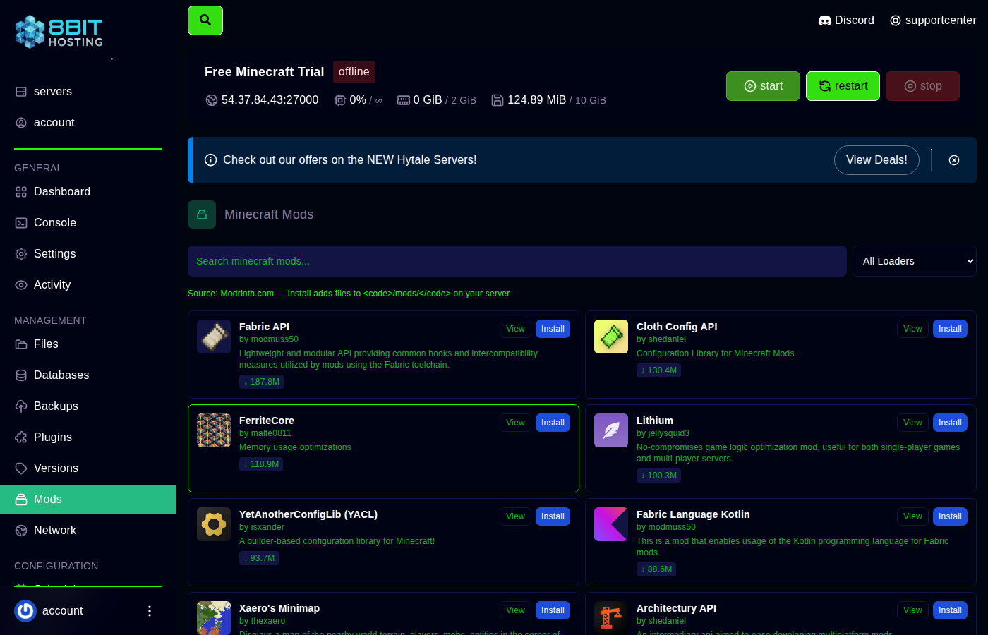 Panel screenshot